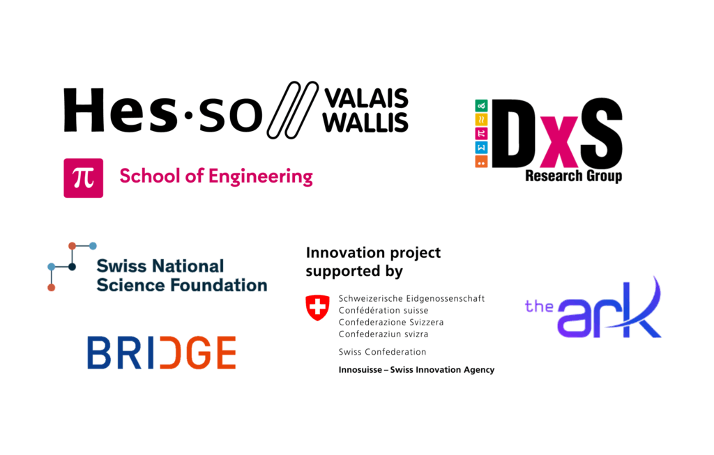 Logo of
HES-SO Valais-Wallis
DxS Research Group
SNSF - Bridge
The Ark
InnoSuisse
